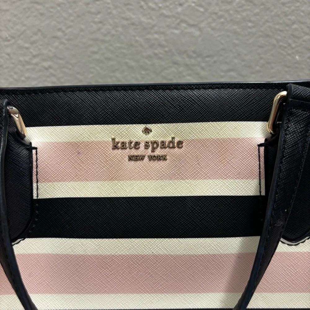 Kate Spade Black and Pink Striped Satchel